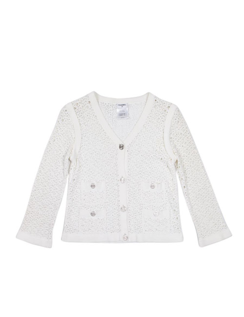 Gilet CHANEL T 36 en mailles blanc