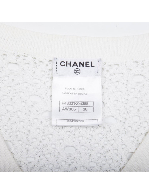 Gilet CHANEL T 36 en mailles blanc