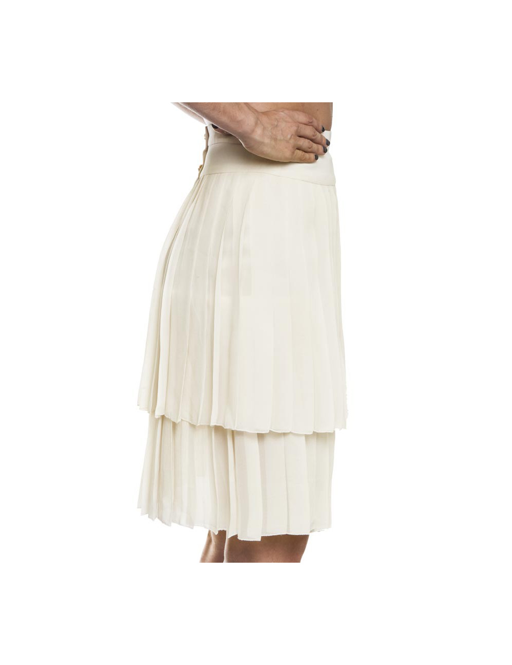 Jupe CHANEL en soie fluide et plissée écru