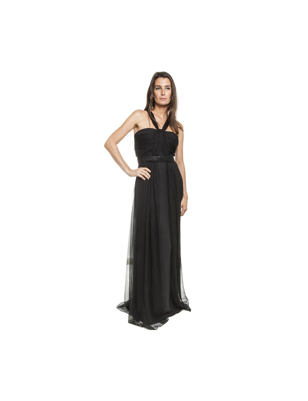 Robe du soir CHRISTIAN DIOR en soie noire T38