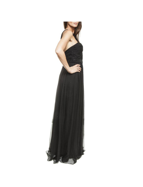 CHRISTIAN DIOR black silk evening dress size 38FR