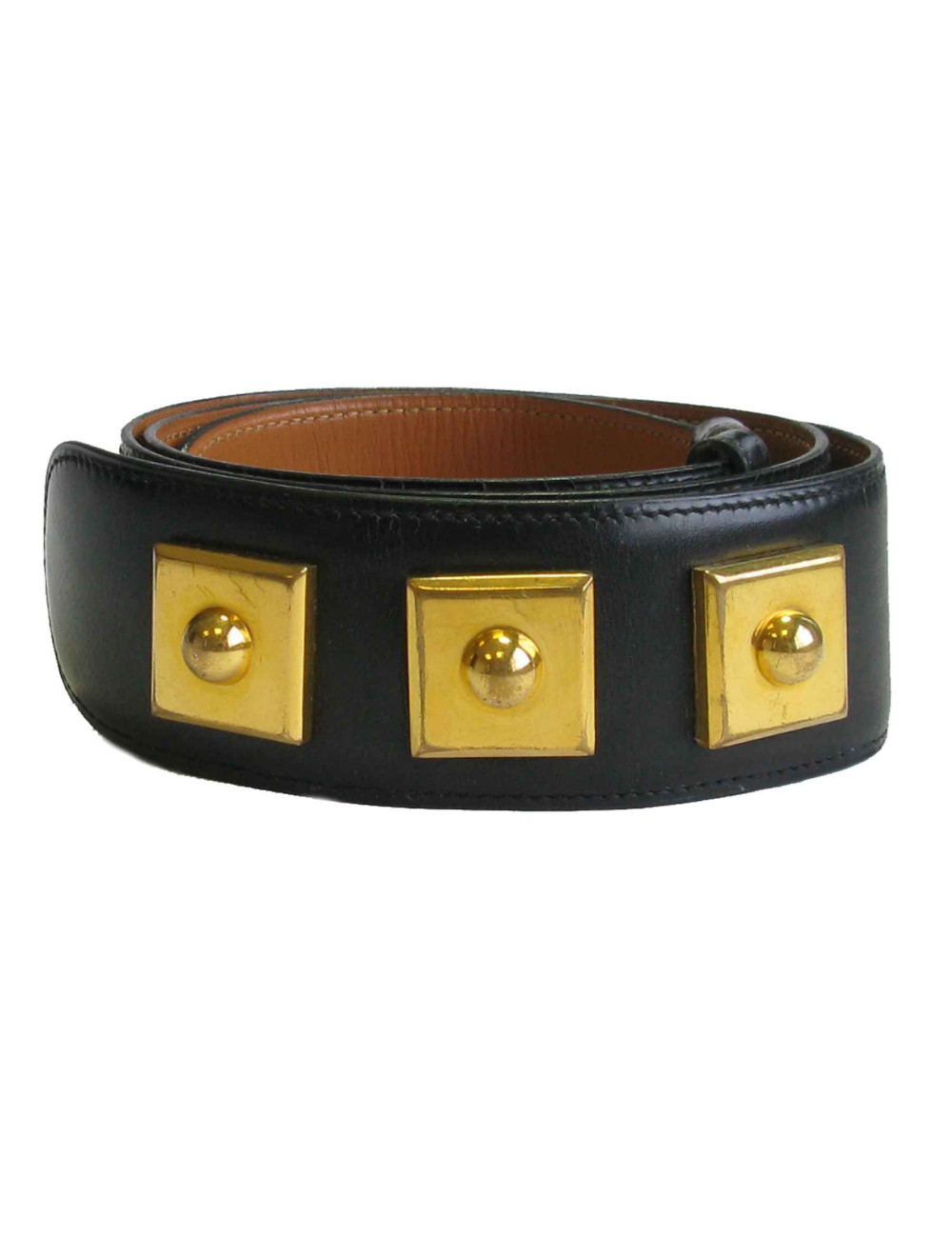 HERMES 'Piano' belt in black box leather
