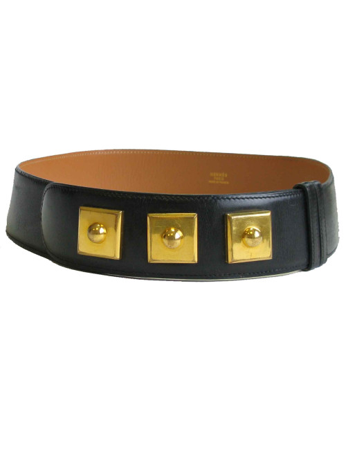 HERMES 'Piano' belt in black box leather