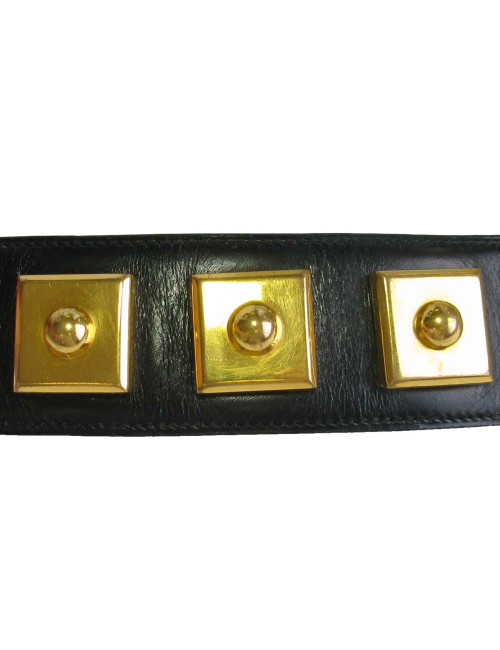 Ceinture Piano HERMES en cuir box noir