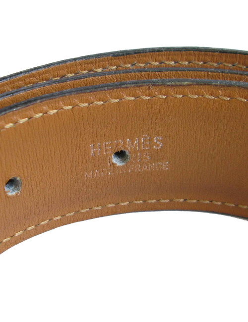 Ceinture HERMES  T72 en cuir box bleu marine et fer à cheval clouté