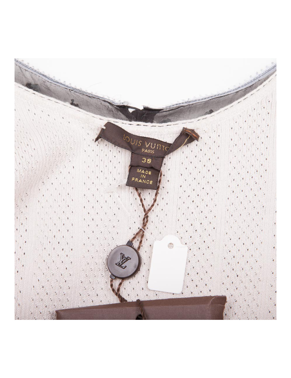 Robe LOUIS VUITTON T 38 FR en soie noire avec petites fleurs bleues