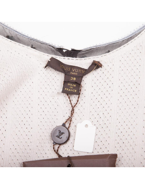 Robe LOUIS VUITTON T 38 FR en soie noire avec petites fleurs bleues