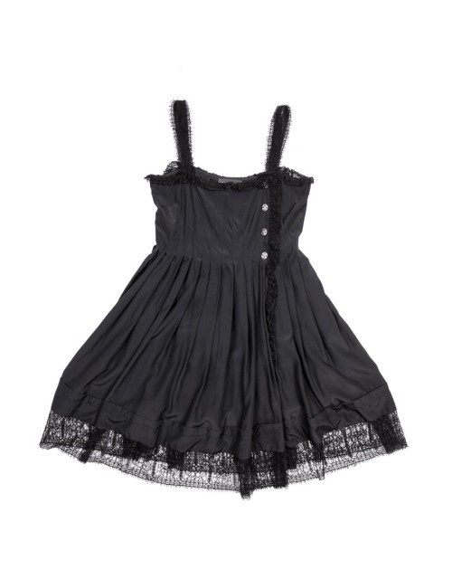 Robe portefeuille plissée  de cocktail CHANEL T 38 en soie noire