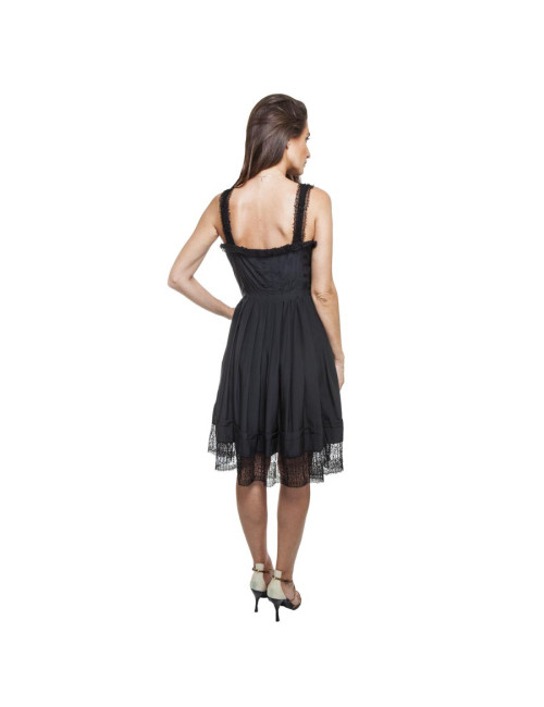 Robe portefeuille plissée  de cocktail CHANEL T 38 en soie noire