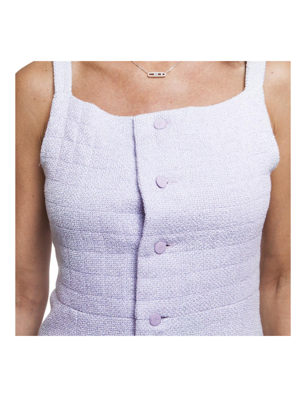 Ensemble CHANEL t 38  haut et jupe tweed parme