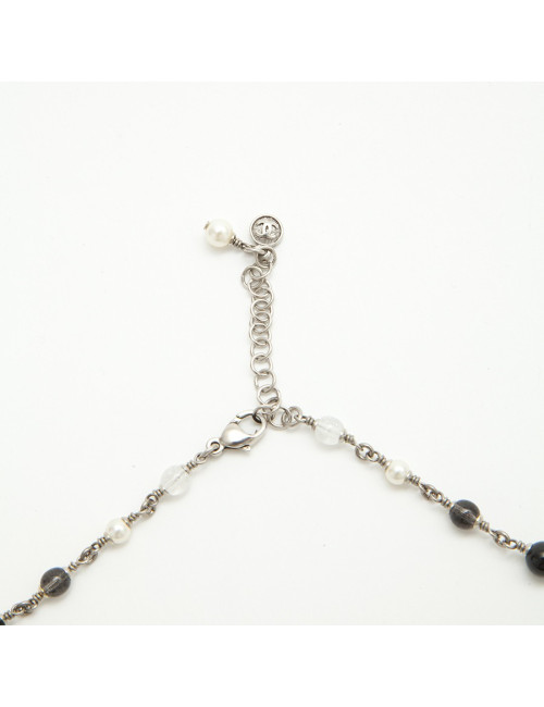 Collier CHANEL perles nacrées  et noires et strass