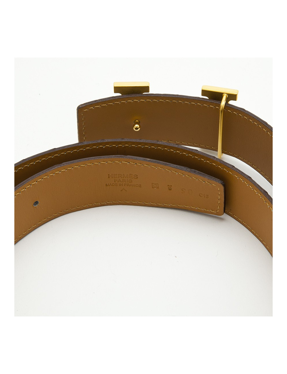 Ceinture H HERMES T 90 crocodile porosus marron
