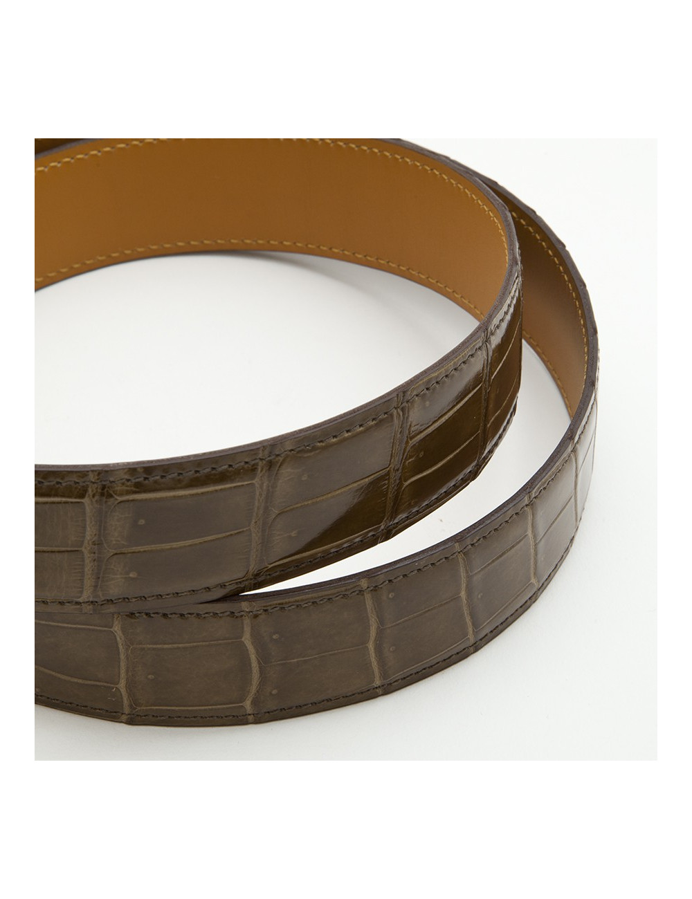 Ceinture H HERMES T 90 crocodile porosus marron