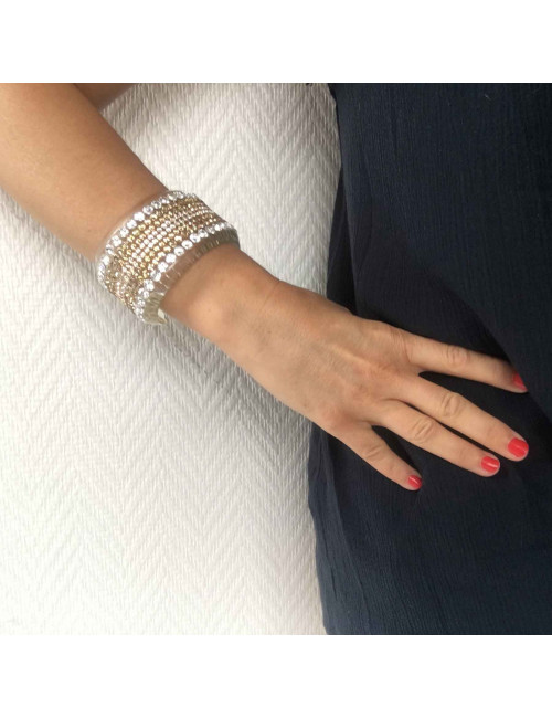 Manchette AZZARO en plexi et cristal Swarovski