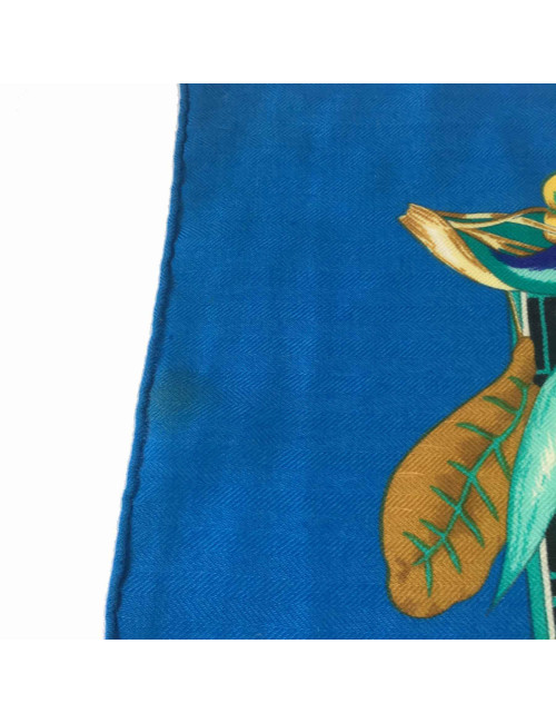 xxx Châle HERMES 'Tropiques' en cachemire et soie bleu