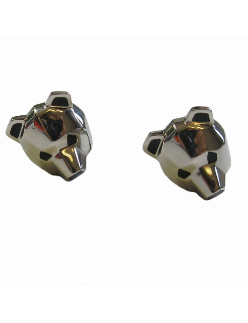 Boutons de manchette CARTIER 'tête d'ours' en argent massif