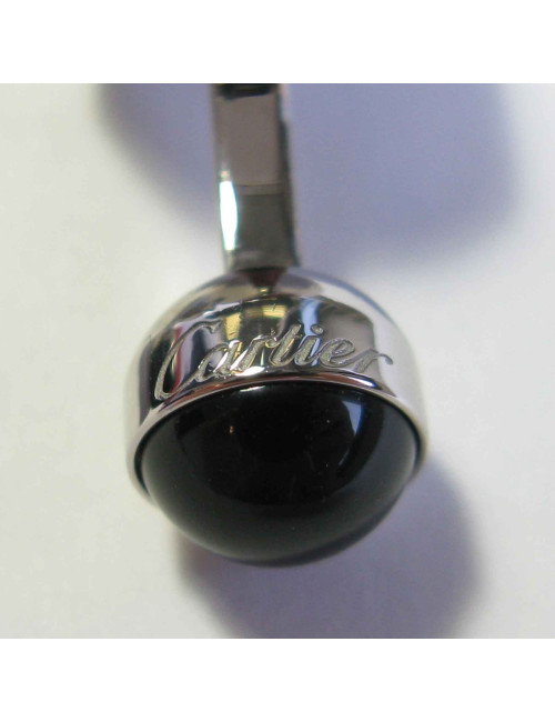 Boutons de manchette CARTIER 'tête d'ours' en argent massif