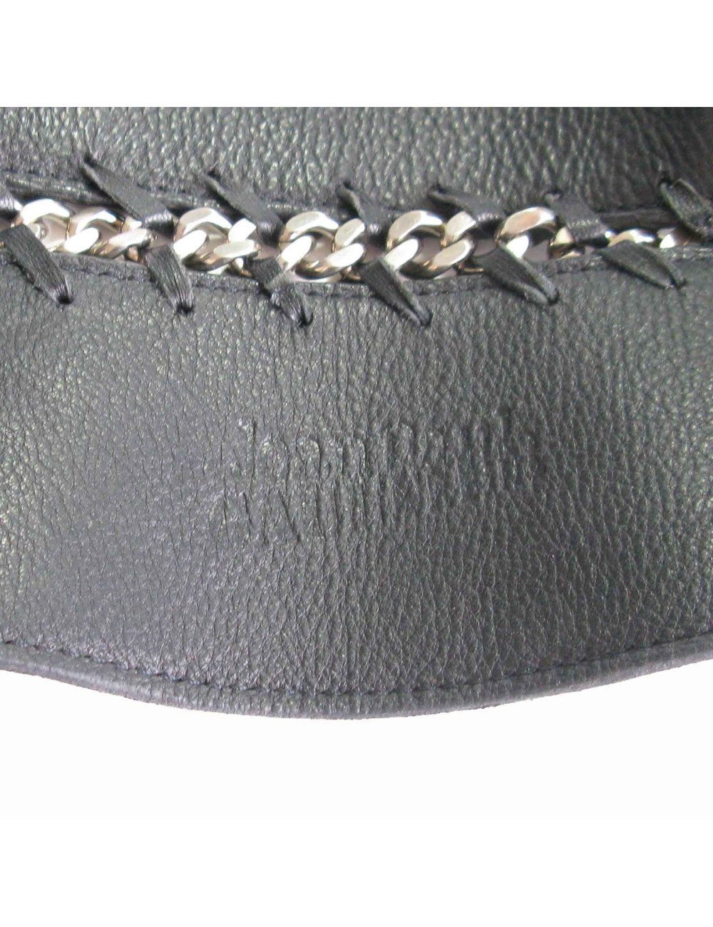 Ceinture JEAN PAUL GAULTIER Vintage T75 en cuir noir et métal argenté