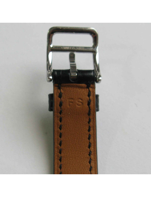 HERMES watch model 'Cape Cod' small model with black mississipi alligato bracelet