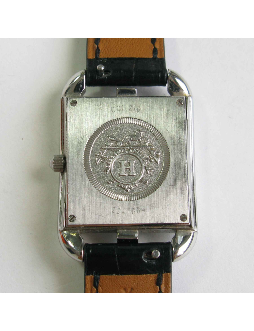 Montre Cap Code HERMES PM bracelet en alligator Mississipi noir