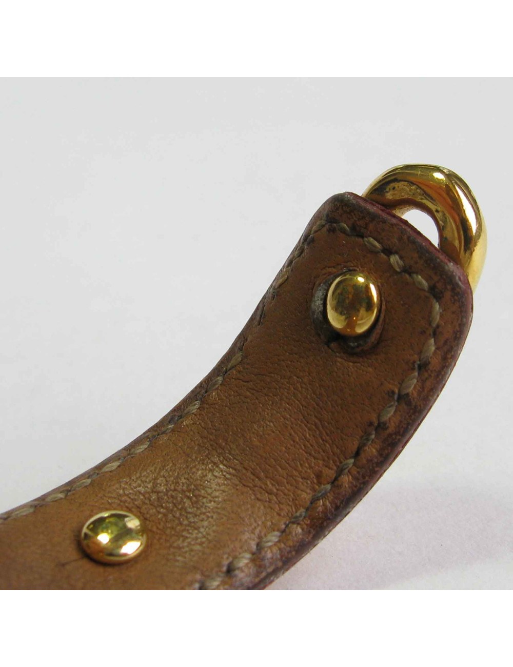 Bracelet HERMES cuir gold et chaînes d'ancre métal doré