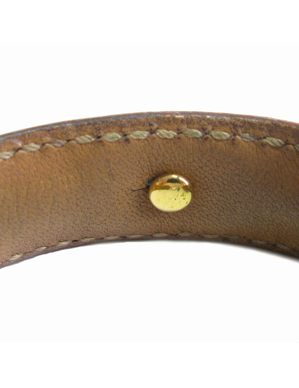 Bracelet HERMES en cuir bordeaux et chaîne d'ancre métal doré