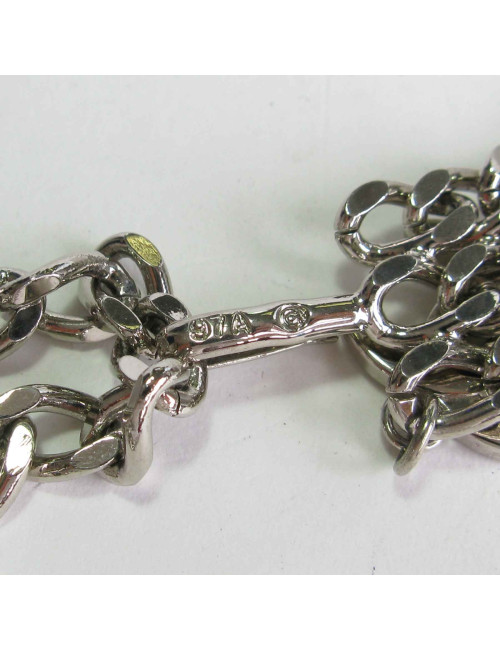 Ceinture CHANEL vintage chaine triple en métal argenté et CC