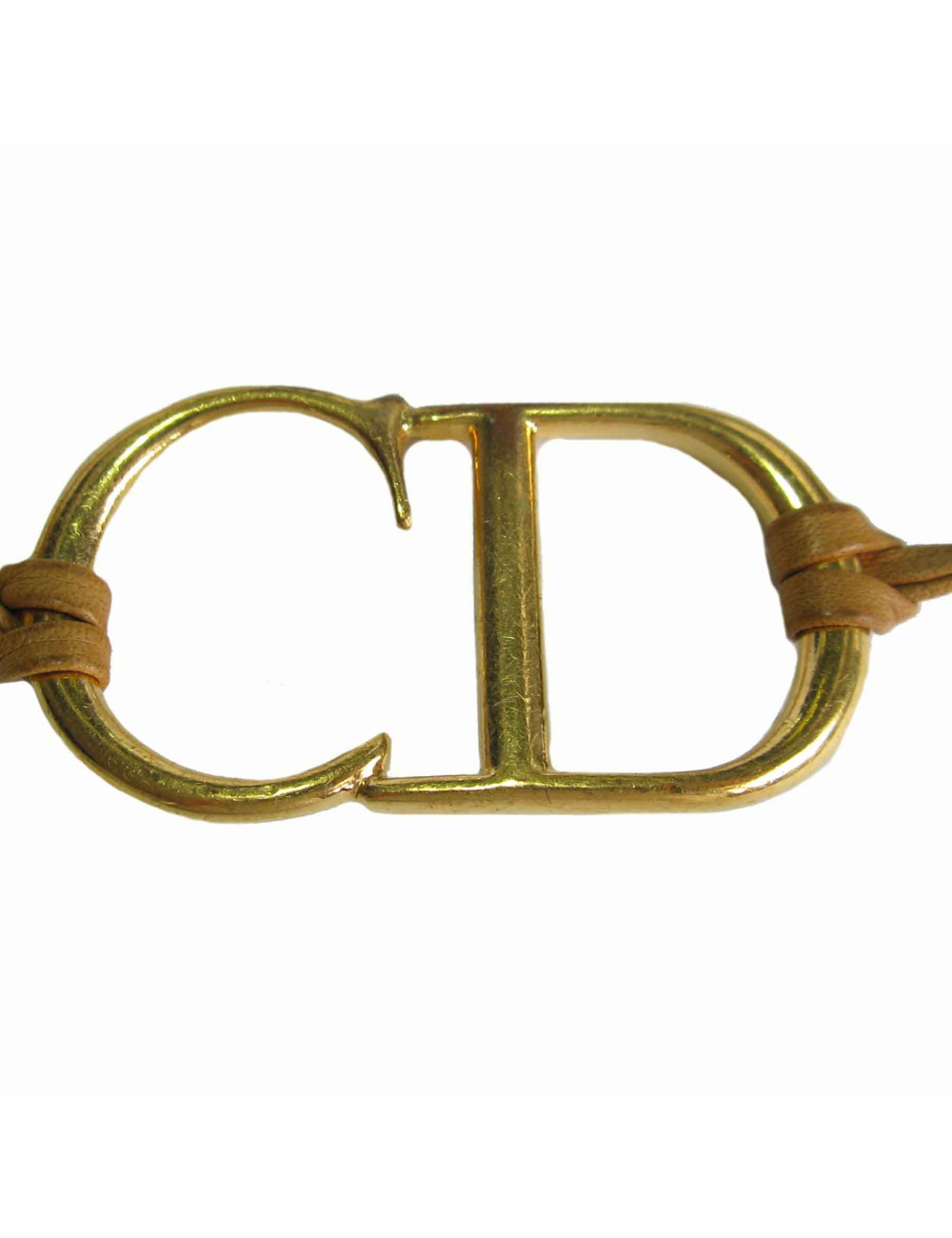 Bracelet CD CHRISTIAN DIOR Vintage en cuir marron et métal doré