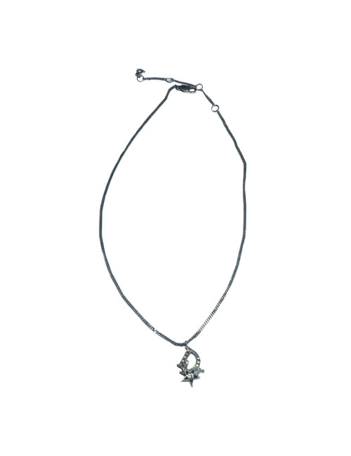 Collier DIOR étoile strass et métal argenté