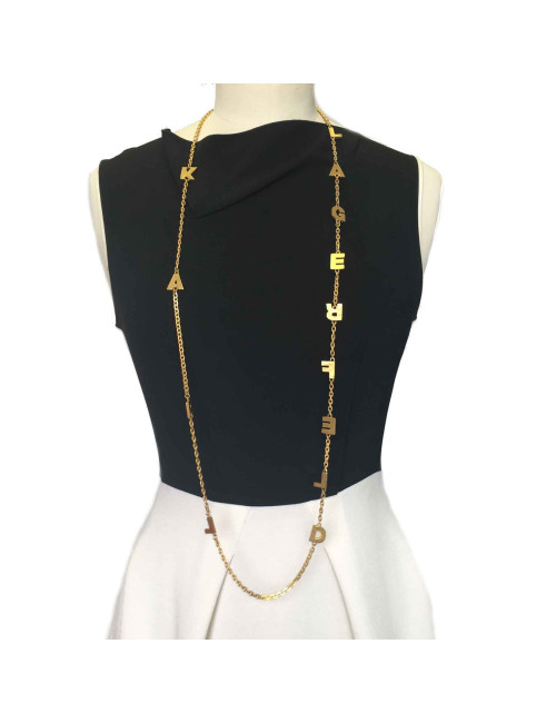Sautoir KARL LAGERFELD chaine dorée et lettres