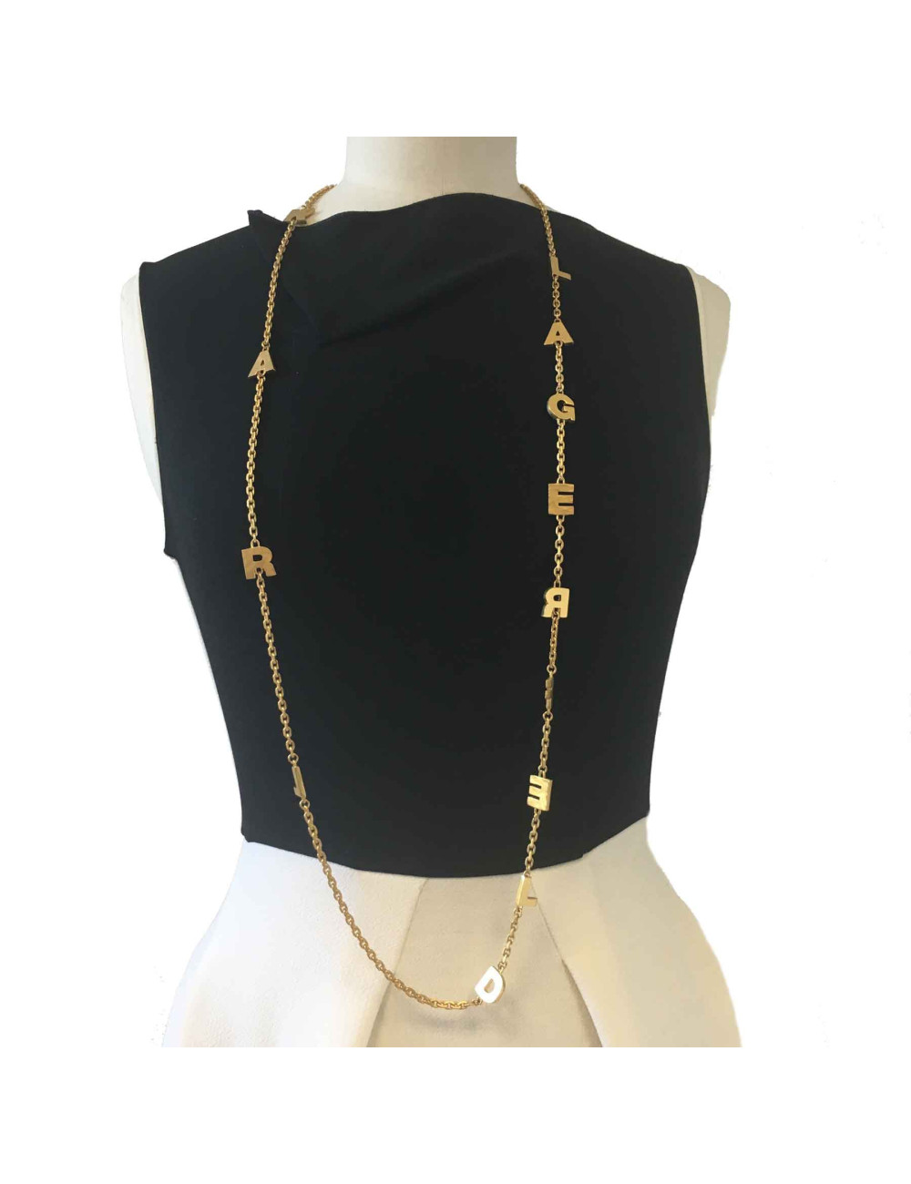 Sautoir KARL LAGERFELD lettres et chaîne en métal doré