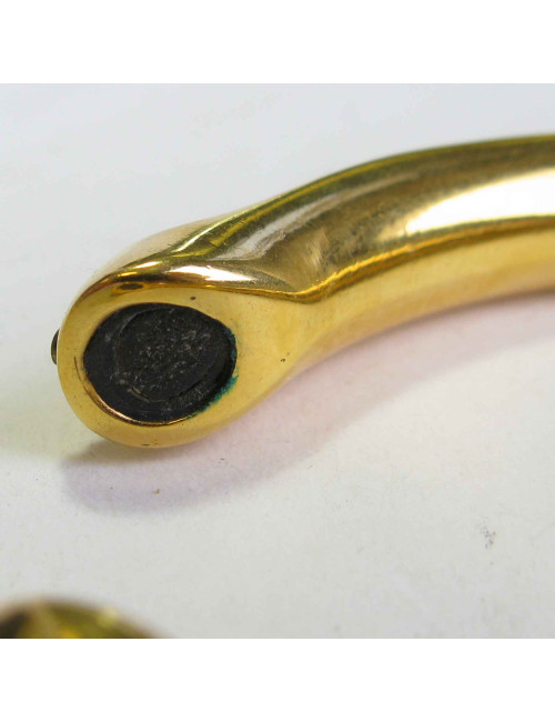 HERMES vintage bracelet in gold plated metal and red H crocodile leather