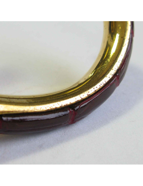 HERMES vintage bracelet in gold plated metal and Red H crocodile leather