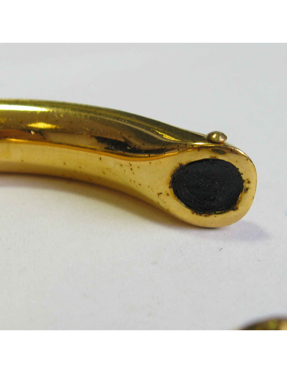 Bracelet HERMES plaqué or et croco rouge H Vintage