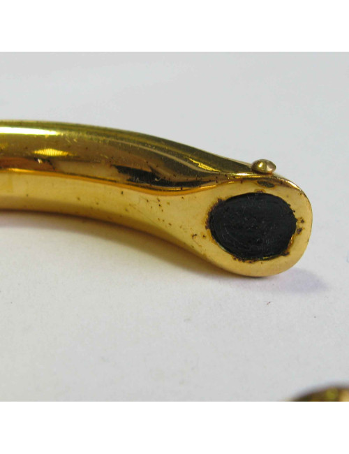 Bracelet HERMES plaqué or et croco rouge H Vintage