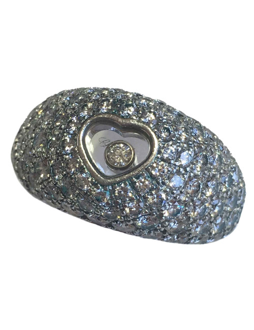 Bague CHOPARD T 56 demi jonc en or blanc et diamant