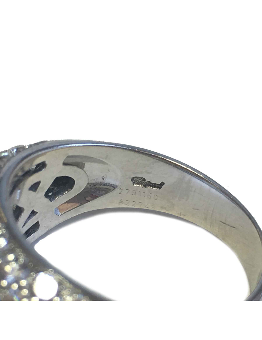 Bague CHOPARD T 56 demi jonc en or blanc et diamant