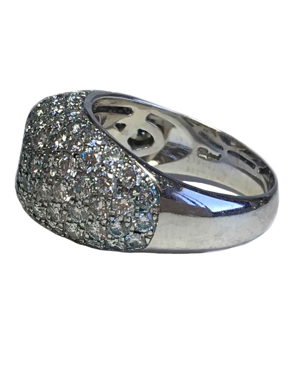 Bague CHOPARD T 56 demi jonc en or blanc et diamant