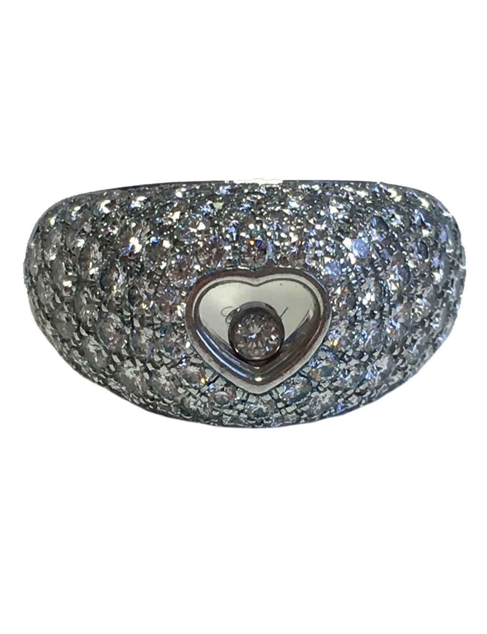 Bague CHOPARD T 56 demi jonc en or blanc et diamant