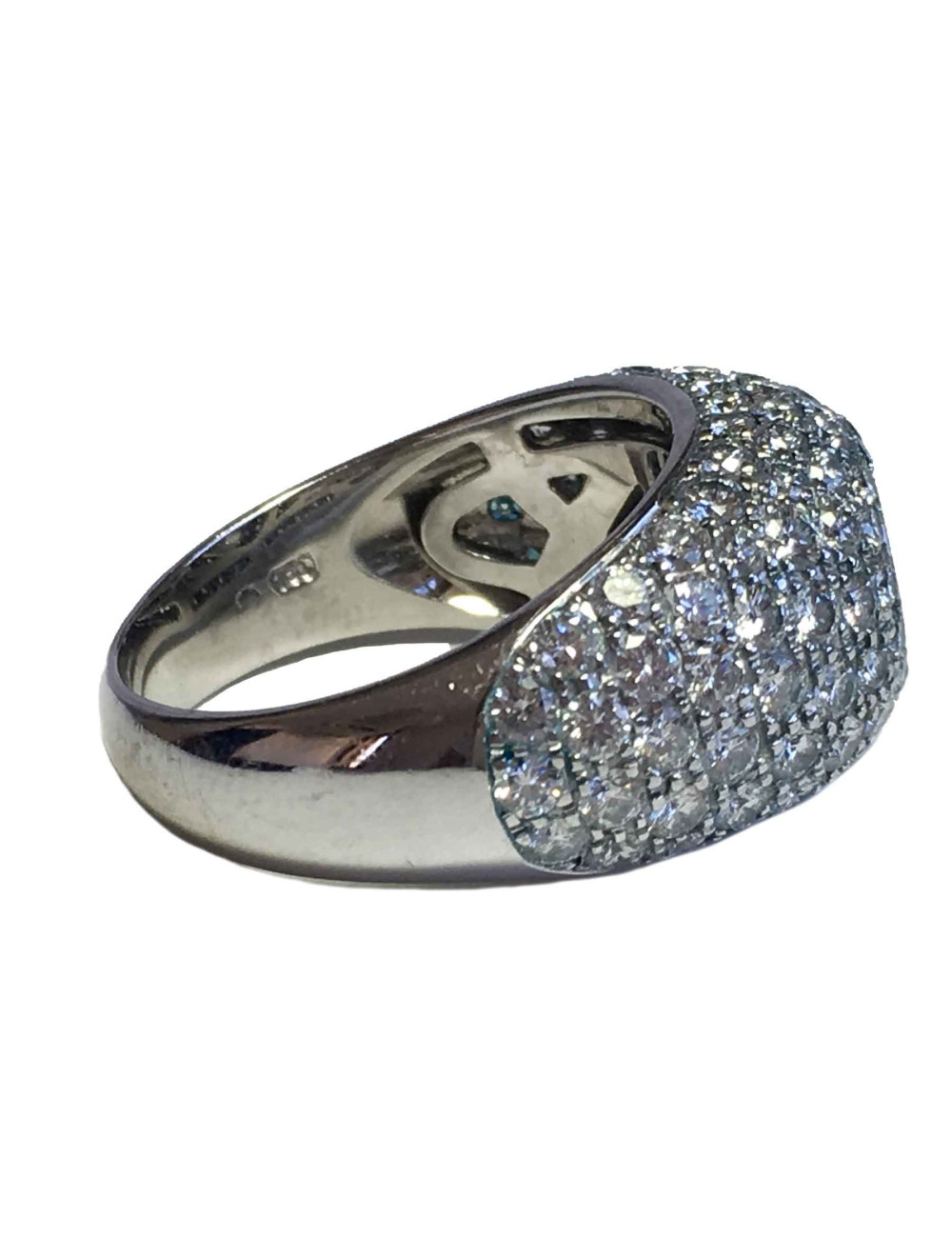Bague CHOPARD T 56 demi jonc en or blanc et diamant