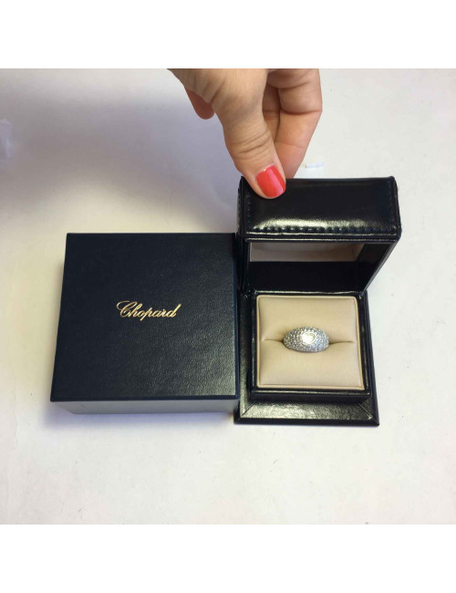 Bague CHOPARD T 56 demi jonc en or blanc et diamant
