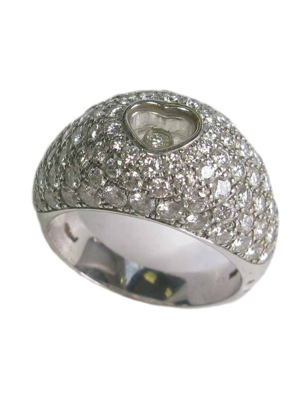 Bague CHOPARD T 56 demi jonc en or blanc et diamant
