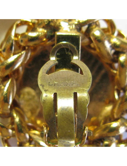  CHANEL  vintage 'ear of wheat' clip-on earrings in gilded metal