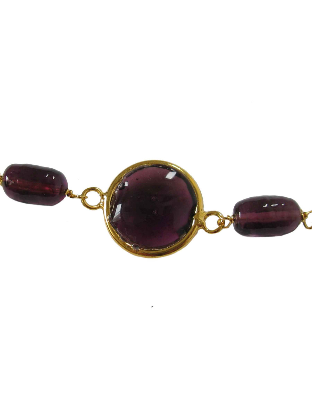 Sautoir MARGUERITE DE VALOIS en plaqué or et en pâte de verre 