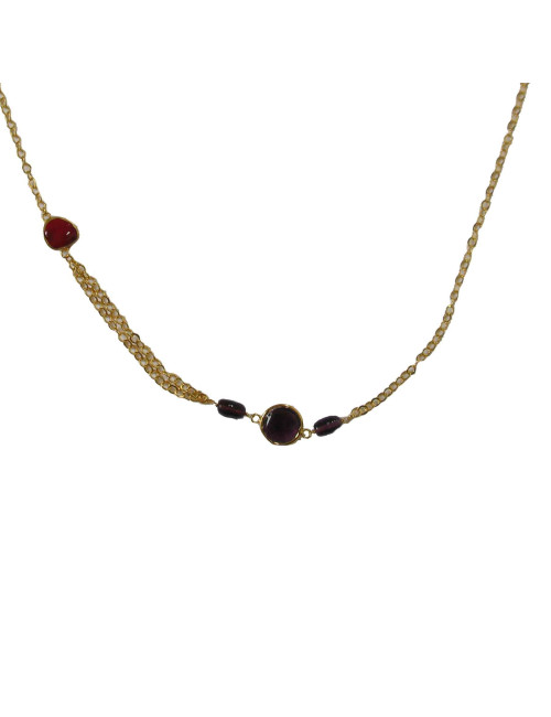 Sautoir MARGUERITE DE VALOIS en plaqué or et en pâte de verre 