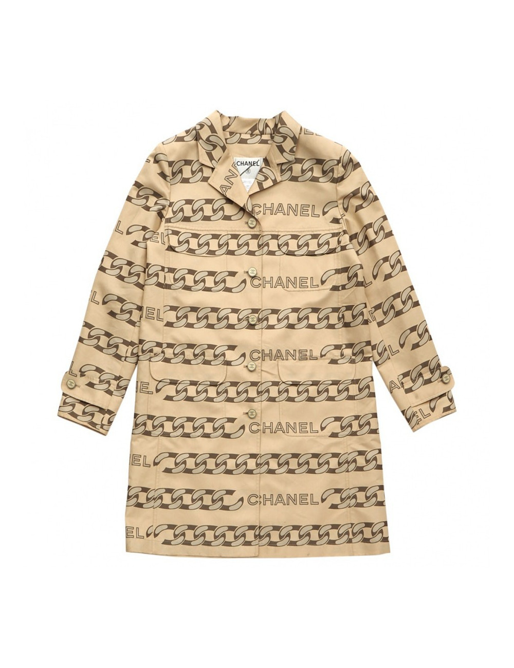 Trench CHANEL T 42 en soie et polyester beige