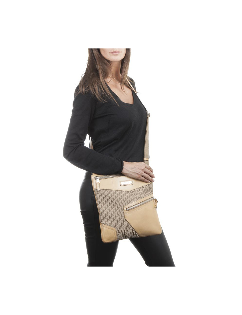 Sacoche DIOR toile et cuir monogram