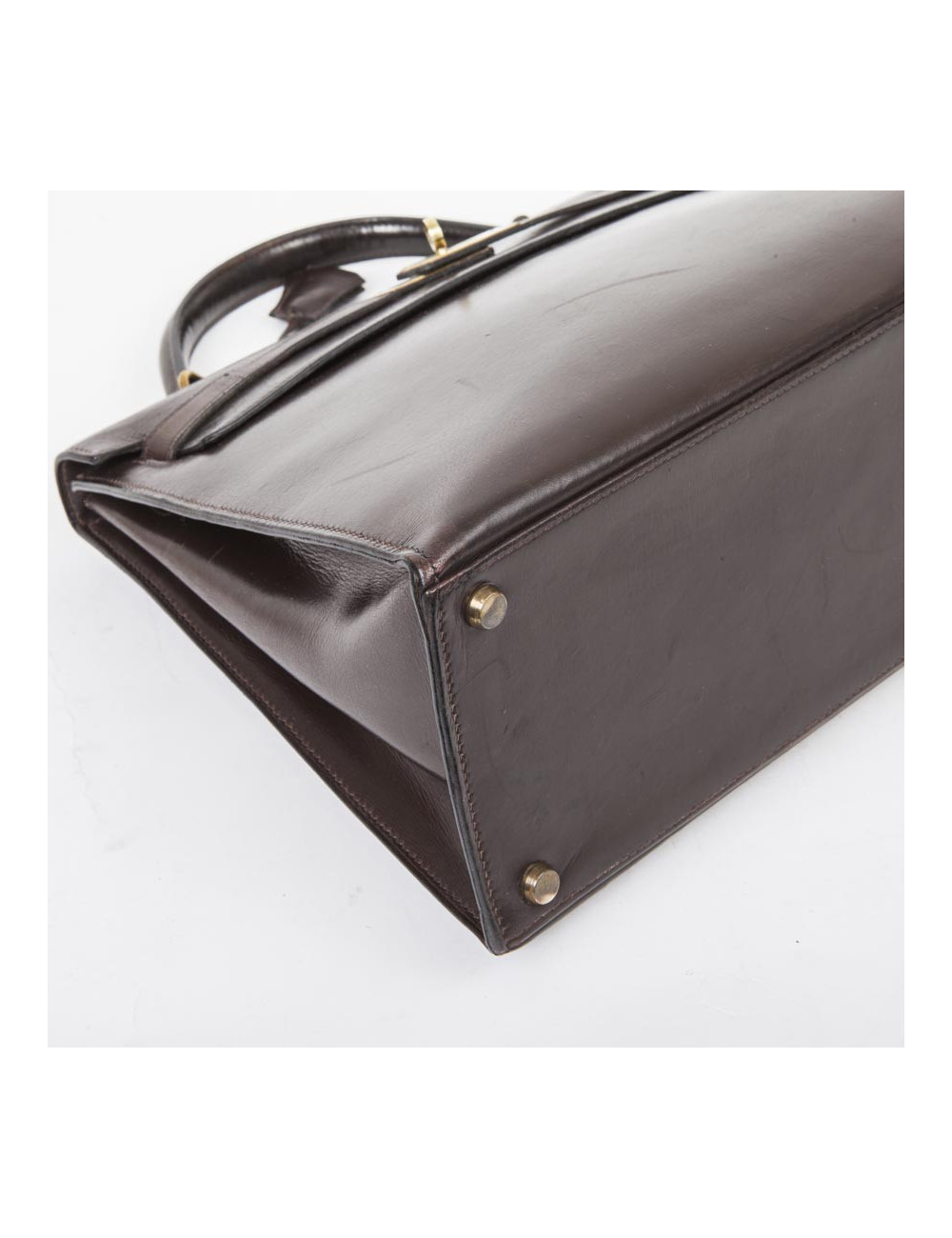 Sac kelly 32 HERMES sellier box marron Vintage