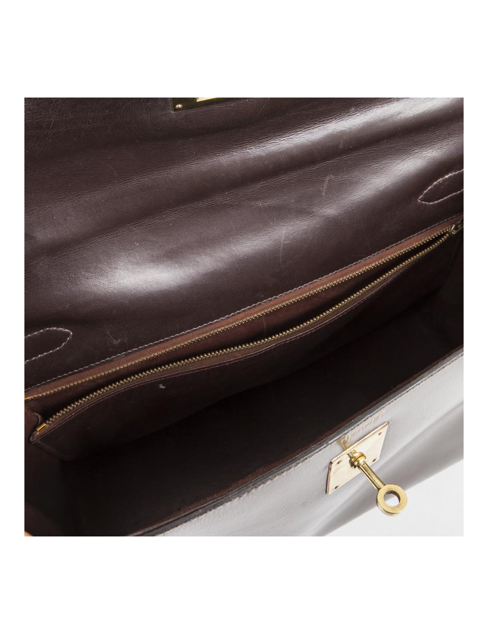 Sac kelly 32 HERMES sellier box marron Vintage