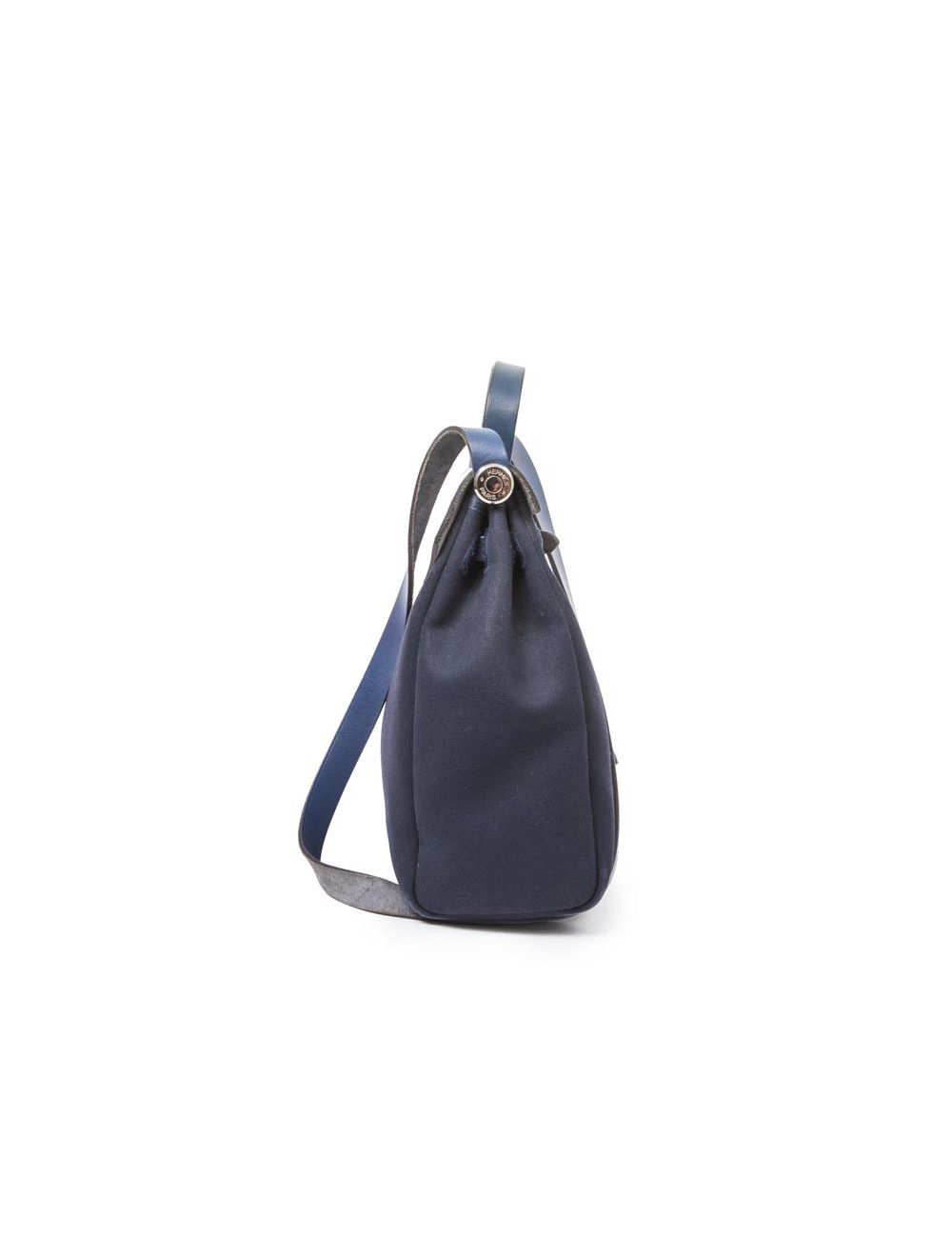 Sac Herbag HERMES en toile bleu nuit et naturel